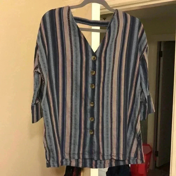 RD + koko button down blouse - Picture 1 of 9